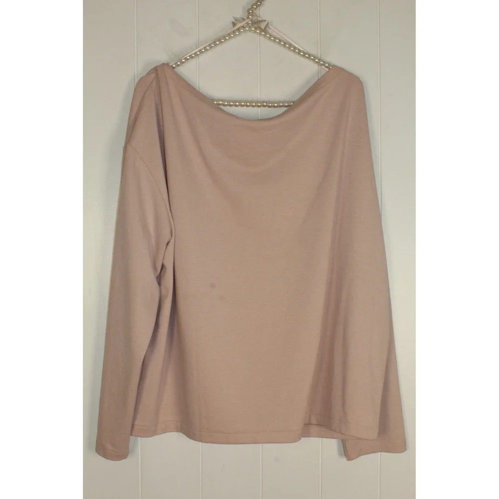 Allsaints NWT Rita Oversized Long Sleeve Boatneck Tee in Mauve Pink Size Large - Picture 7 of 8
